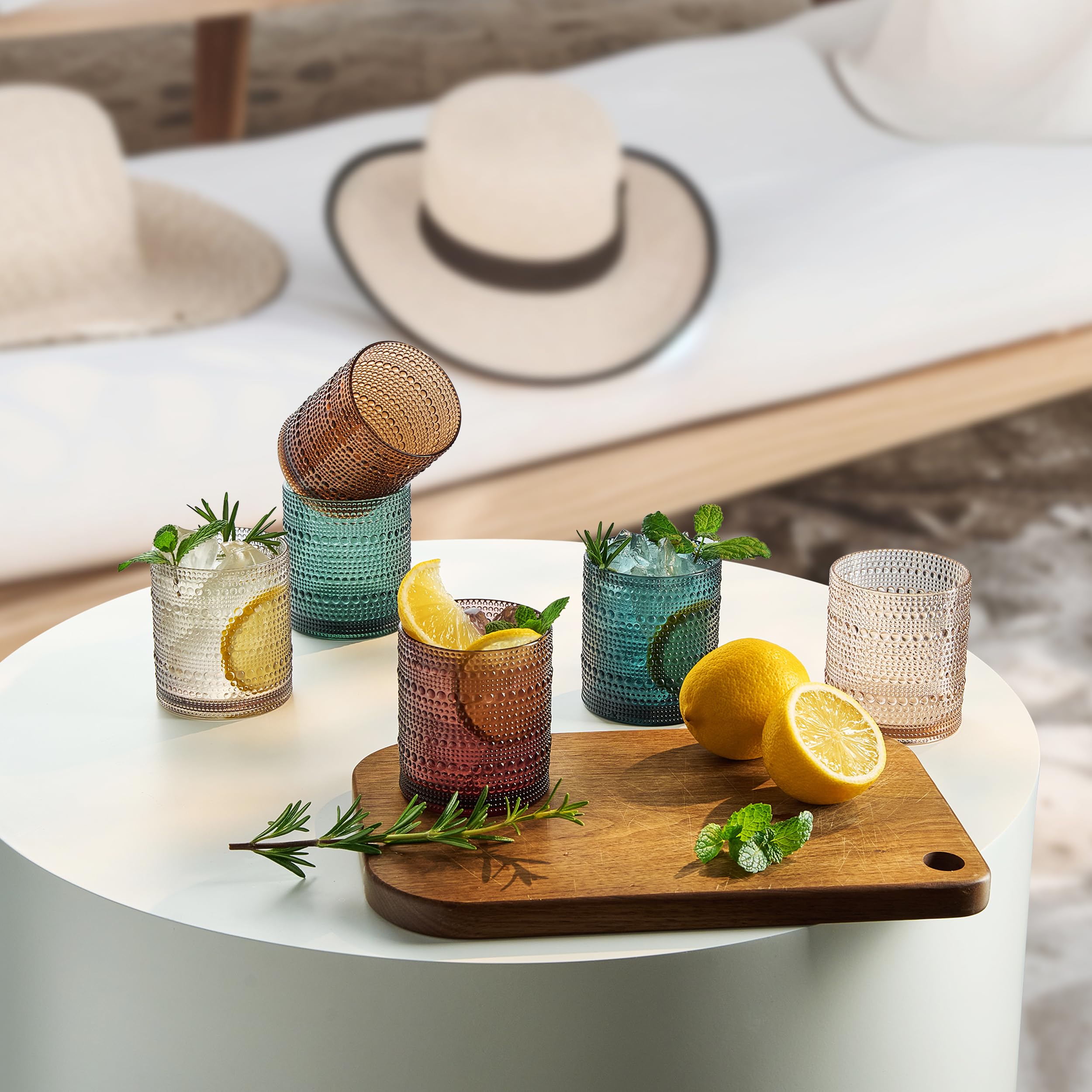 Amazon.com: Khen Plastic Hobnail Drinking Glasses Set of 6 Neutral